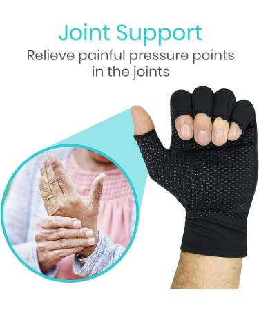 Copper Infused Fingerless Arthritis Gloves for Men & Women - Therapeutic Compression for Swelling, Carpal Tunnel, Tendonitis, Edema & Finger Pain - Non-Slip Comfort - Medium Size - Buy Online on GoSupps.com