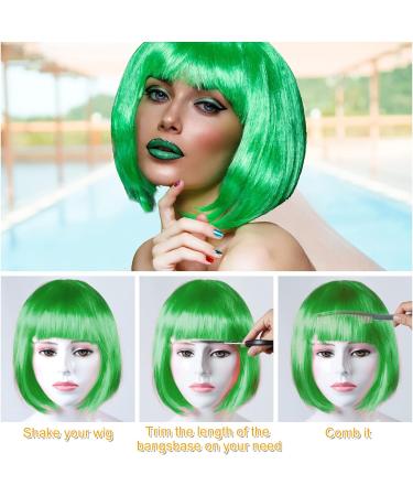 PLULON Dark Green Bob Wig and Sunglass Set Neon Short Bob Wig Sunglass Pack Costume Colorful Cosplay Wig Hairpieces for Bachelorette Neon Party Favors Halloween Decorations Dark Green Short - Buy Online on GoSupps.com
