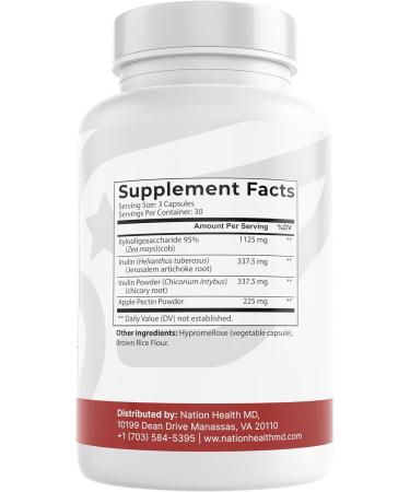 NATION HEALTH MD Prebiotics for Digestion Immunity and Wellness - with Inulin from Jerusalem Artichoke and Chicory Root - Prebiotics for Women & Men 90 Capsules - Buy Online on GoSupps.com