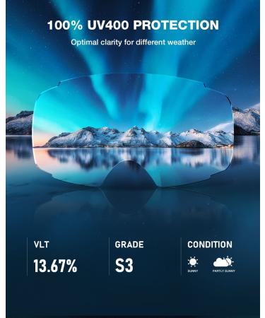 ZIONOR X4 Ski Goggles - Magnetic Lens - Snowboard Goggles for Men Women - Blue Frame - VLT 13.67 - Buy Online on GoSupps.com