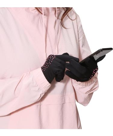 TrailHeads Women's Running Gloves - Lightweight Touchscreen Gloves | Black/Pink Reflective - Size Small - Buy Online on GoSupps.com