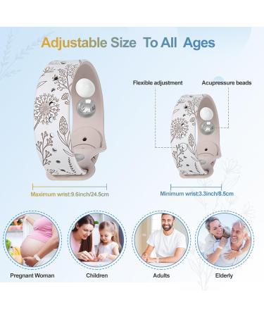 Motion Sickness Bands - Natural Acupressure Relief for Nausea Travel Headaches & Morning Sickness - Adjustable Wristbands in White/Starlight - Buy Online on GoSupps.com