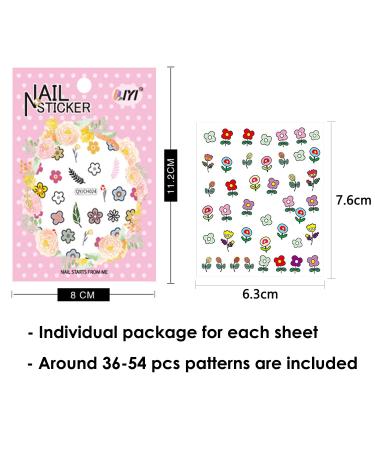 WOKOTO 12 Sheets Kids Nail Stickers - Self-Adhesive 3D Nail Art Decals for Girls, Women - Cute Carton Flowers, Animals, Fruits - Nail Decals KIT1 - Buy Online on GoSupps.com