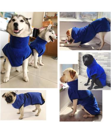 Happy Hachi Microfiber Dog Bathrobe Towel - Super Absorbent Fast Drying Washable Beach Towel for Small Medium & Large Dogs & Cats - XL Blue - Buy Online on GoSupps.com