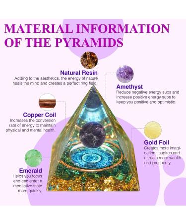 Orgone Pyramid with Moonstone & Amethyst Crystals | Chakra Healing Stone for Success, Anti-Stress & Wealth | Home Office Decor - Buy Online on GoSupps.com
