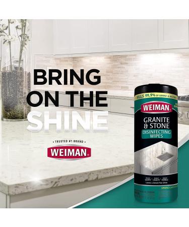 Weiman Granite Cleaner and Polish Wipes - 30 Count - For Granite, Marble, Quartz, Slate, Corian Countertops - Buy Online on GoSupps.com