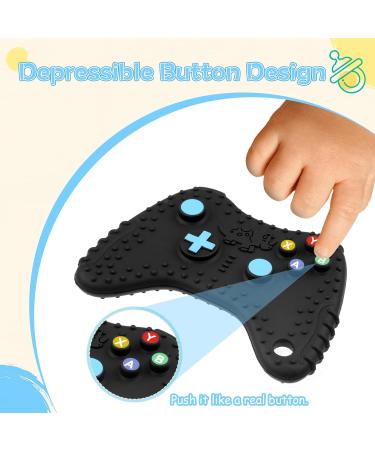 Buy BPA-Free Baby Biting Toys | Silicone Game Controller & Pacifier Chain | Dental Aid for 3+ Months - Black Gamepad Bite Ring - Buy Online on GoSupps.com