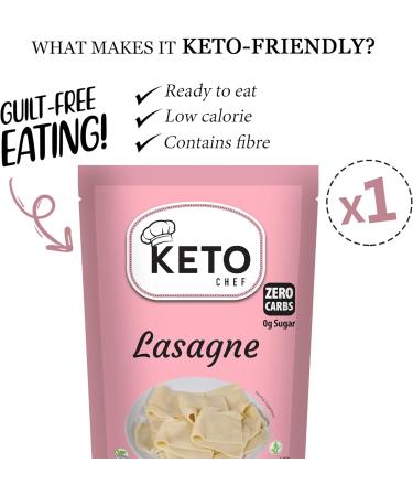 Keto Chef Vegan Lasagne Pasta Sheets 270g - Zero Carb Konjac Shirataki, Free-From Flour, Paleo & Low Calorie - Ready to Eat - Buy Online on GoSupps.com