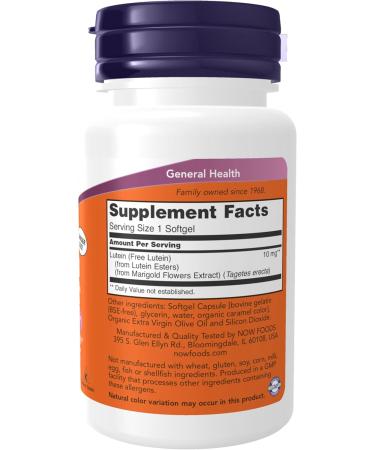 Now Foods Lutein Esters 120 Sgels 10 mg (Pack of 2) - Buy Online on GoSupps.com