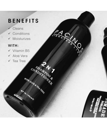 Pacinos 2-in-1 Shampoo & Conditioner - Aloe Vera & Tea Tree - Moisturizing Lightweight Formula for All Hair Types - 16 fl. oz. | International Shipping - Buy Online on GoSupps.com