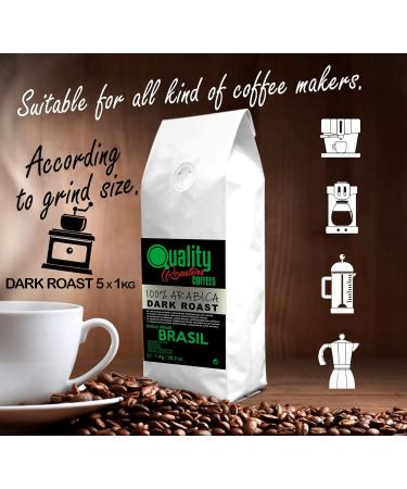 Quality Roasters Coffees. Natural Coffee Beans. Dark Roast. 100% Arabica. Single Origin Brazil. Hand Roasted. Dark Roast. (5 Kg) - Buy Online on GoSupps.com
