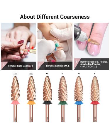 MelodySusie Carbide Tungsten Nail Drill Bit 3/32'' Extra Coarse Long Flame - Rose Gold Series for Manicure Pedicure Gel Polishing - Buy Online on GoSupps.com