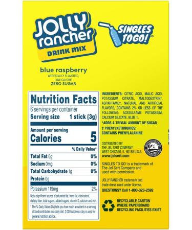 Jolly Rancher Blue Raspberry Singles to Go Drink Mix - 6 Sachets (18.4g) - Buy Online on GoSupps.com
