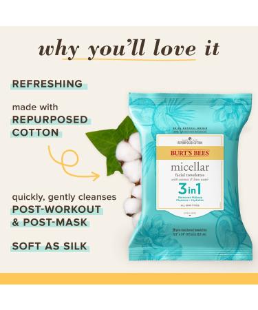 Burt's Bees Facial Cleansing Makeup Remover Towelettes 90 ct - 3 in 1 Hydrating Micellar Cleanser - Coconut & Lotus Water - Buy Online on GoSupps.com