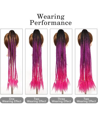 Hair Buns Hair Piece 24 Inch Braided Ponytail Multicolor Braid Extensions Rainbow Braided Hair Extensions Synthetic Wigs with Elastic Bands Hair Accessories For Girls (Color : V Size : 24inch) 24inch V - Buy Online on GoSupps.com