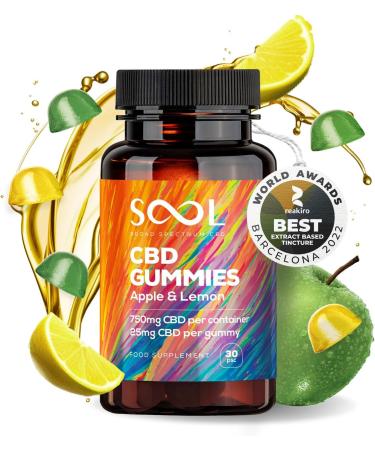 Sool CBD Gummies 750mg | 30pcs, 25mg CBD/Gummy | Apple & Lemon Flavor | Broad Spectrum Edibles for Relaxation, Recovery & Relief - Buy Online on GoSupps.com