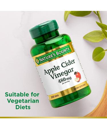 Nature's Bounty Apple Cider Vinegar 480mg - 200 Tablets for Digestive Health - Buy Online on GoSupps.com