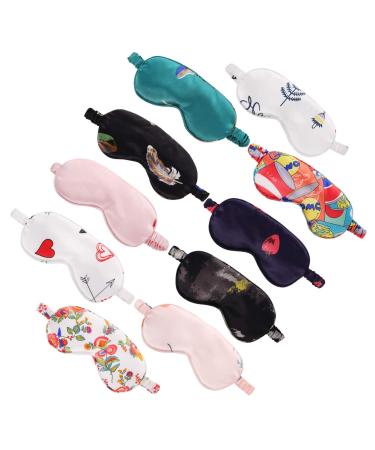 Healifty Sleeping Mask Silk Eye Mask 10pcs Silk Eye Masks Sleeping Eye Covers Comfortable Sleeping Masks with Elastic Band Travel Accessories Random Color Sleeping Mask Silk Sleep Mask
