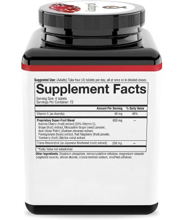 Youtheory Resveratrol with Acerola 290 Count: Powerful Antioxidant Blend - 1 Bottle - Buy Online on GoSupps.com