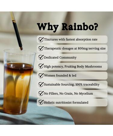 Rainbo - Chaga Mushroom Tincture - Dual Extract Mushroom Supplement - Immune Support Cellular Support Liquid Chaga Supplement Vegan Non GMO 3.4 fl oz Alcohol Based - Buy Online on GoSupps.com