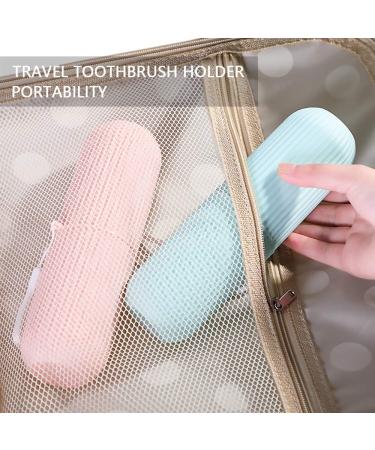 2-Pack Portable Travel Toothbrush Case Holder for Business Trips - Pink and Blue - Buy Online on GoSupps.com