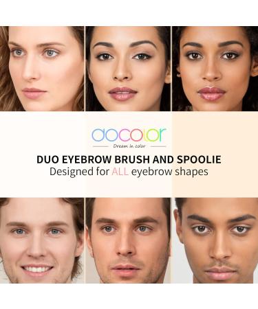 Docolor Eyebrow Brush Duo - Professional Angled Brow Brush and Spoolie for Precise Brow Shaping and Grooming - White - Buy Online on GoSupps.com