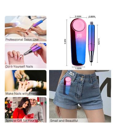 Yuniooe 35000 RPM Professional Portable Electric Nail Drill - Gradient Blue - Salon or DIY Nail Gel Removal Kit - Buy Online on GoSupps.com