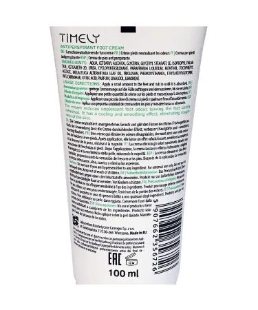TiMELY Antiperspirant Foot Cream - Pack of 4 x 100ml | Stop Foot Odor Cooling & Smoothing Effect - International Shipping Available - Buy Online on GoSupps.com