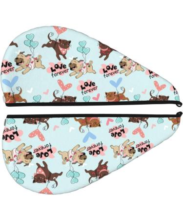 Cute Pug Dogs Microfiber Hair Towel - Super Absorbent Stretchy Wrap for Women | Quick Dry Coral Velvet Cap for Long Curly & Thick Hair - Buy Online on GoSupps.com