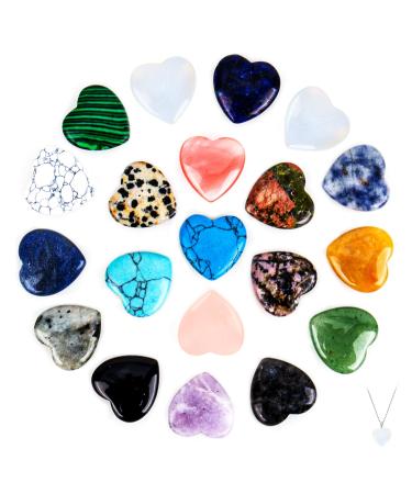 bssmmai Heart Stones Natural 20 PCS Crystals Stones Set Heart Stone 20mm Heart Gemstone Healing Crystals Heart Lucky Stones Tumbled Stone for Crystal Therapy Meditation and Decorations