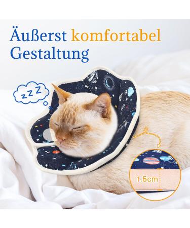 Supet Rewrise Adjustable Hinged Cat Collar - Post-Surgery Recovery Cone for Cats (Cosmic S - Neck: 14-23cm) - Buy Online on GoSupps.com
