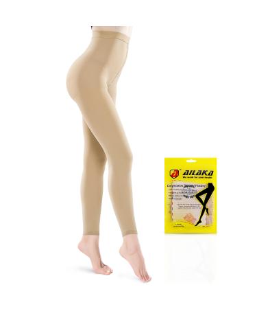 Ailaka Compression Pantyhose for Men Women Firm Graduated Support 20-30mmHg Medical Compression Tights High Waist Compression Stockings for Varicose Veins Edema Pregnant Flight X-Large (1 Pair) Beige