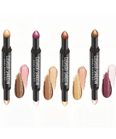 4 Colors Glitter Eyeshadow Stick Colorful Set Waterproof Eye Shadow Pencil Eye shadow Stick Pen Makeup Set Waterproof & Long Lasting Starter Eyeshadow Stick Sets