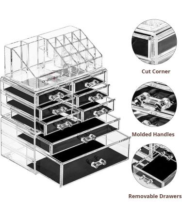 DreamGenius 3-Piece Acrylic Makeup Organizer Set with 8 Drawers - Stackable Vanity and Bathroom Cosmetic Storage - Buy Online on GoSupps.com