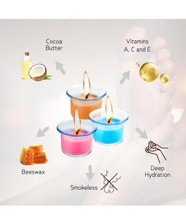 Buy HOT Flowers Beeswax Body Scented Massage Candle Set - Skin Safe Low Heat Oil Warmer - 3 Romantic Scents - International Shipping - Buy Online on GoSupps.com