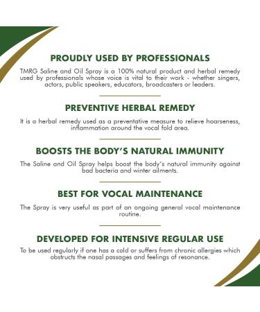 Saline & Oil Spray for Vocal Cords - 100% Natural Herbal Remedy for Sore Throat & Hoarse Voice (50ml) - International Shipping Available - Buy Online on GoSupps.com