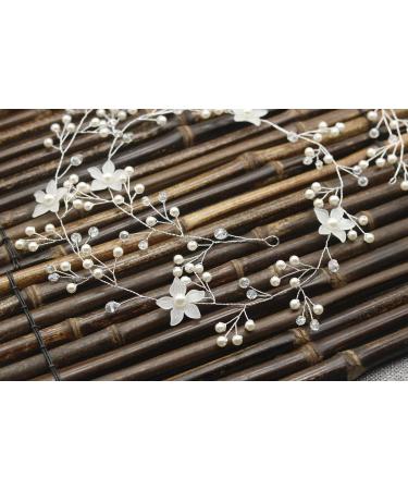 Chargances Wedding Hair Vine Long Bridal Headband Hair Accessories for Bride and Bridesmaid Flower Pearl Headband Bride Headpiece Wedding Hair Accessory (100cm / 39.3inches) - Buy Online on GoSupps.com