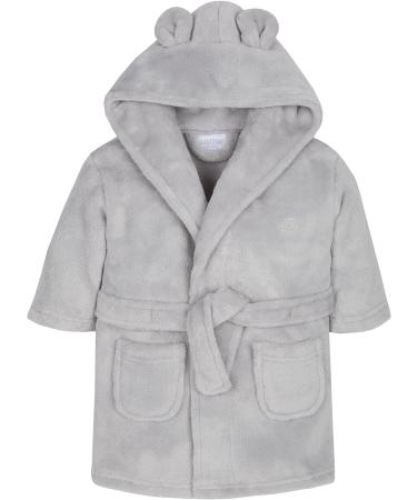 Baby Boy Girl Plush Fleece Dressing Gown Robe 6-12 Months Grey - Soft, Cosy & Warm Gift - Buy Online on GoSupps.com