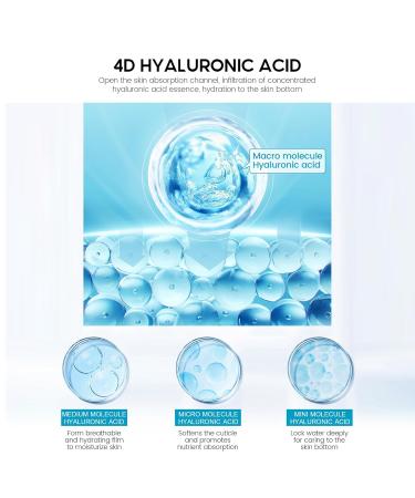 Hyaluronic Acid Serum 4D Hyaluronic Acid High Moisturizing Deep Hydration Essence Moisturizes Skin Strengthens Skin Barrier Reduces Wrinkles and Fine Lines Suitable for All Skin Types 0.5 Fl Oz - Buy Online on GoSupps.com