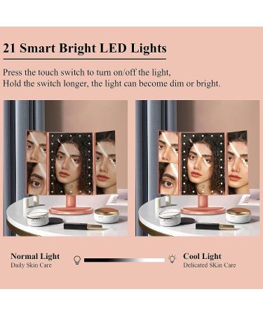 HMGOLD LED Makeup Vanity Mirror - 2X 3X 10X Magnification, Touch Control Dimmable, Dual Power Supply - Portable & Travel-Friendly Gift for Women - Rose Gold - Buy Online on GoSupps.com