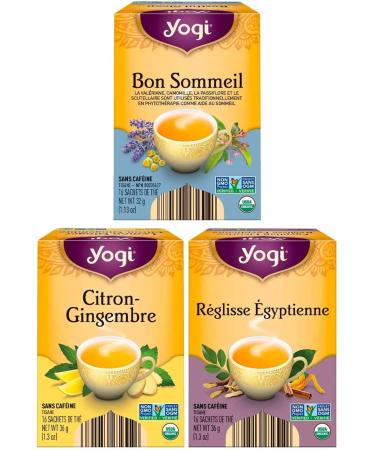 Yogi Tea - Canada Herbal Tea Variety Pack Sampler (3 Pack) - Includes Yogi Restful Sleep Tea Yogi Egyptian Licorice Tea and Yogi Lemon Ginger Tea - Caffeine Free Organic Herbal Tea - 48 Tea Bags - Buy Online on GoSupps.com