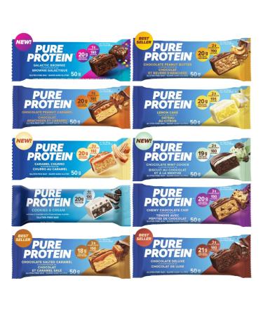 Pure Protein Bars Variety Pack | 10 flavors | High Protein Nutritious Snacks to Support Energy Low Sugar Gluten free. (Bundled for you by Mix it up)