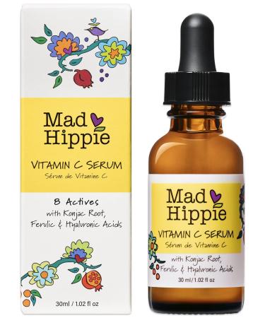 Mad Hippie Vitamin C Serum for Face with Hyaluronic Acid  Vitamin E & Ferulic Acid - Vitamin C Face Serum for Women/Men  Skin-Brightening Serum  1.02 Fl Oz