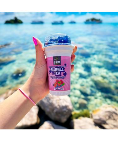 DM'S Boom Bubble Tea Watermelon & Strawberry Bubble Tea With Popping Blueberry Flavored Bubbles 250 ml (Pack of12) - Buy Online on GoSupps.com