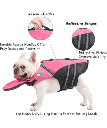 French Bulldog Life Jacket - Professional Dog Safety Vest for Swimming | Superior Buoyancy & Rescue Handle | Cute Pink | Chest Girth 17-30, Weight 17-28LB - Buy Online on GoSupps.com