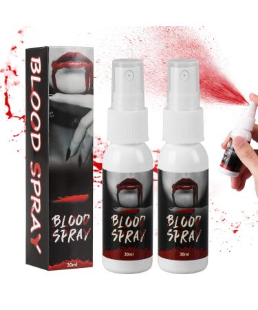 2 Pcs Fake Blood Spray - Halloween Blood Splatter Makeup Spray for Clothes  Realistic Fake Blood Spray for Zombie Vampire and Monster Costume Cosplay Makeup  2 x 30 ML Red