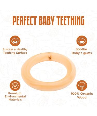 Handcrafted Maple Wood Teething Rings Set - Natural & Lead-Free Baby Teether Toys (3 Inches, Set of 2) - Buy Online on GoSupps.com