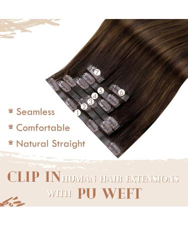 Vivien Clip In Extensions - 14 Inch Real Hair Balayage Brown Extensions - 120g PU Clips - #2/8/2 - Buy Online on GoSupps.com