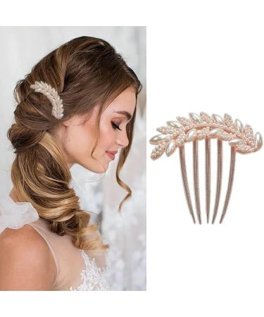 Bridal Bride Hair Accessories Pearl Alloy Leaf Hair Pin Wedding Hair Piece Pins for Women Mother of Bride Pearl Comb Pearl Hair Accessories for Wedding and Party - Buy Online on GoSupps.com