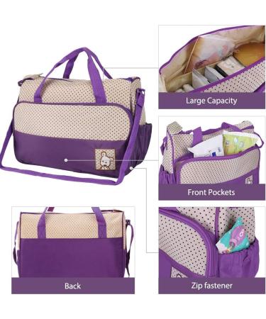 Halovie Multifunction Diaper Backpack - Adjustable Shoulder Bag with Large Capacity & Baby Bottle Holder - Violet - Buy Online on GoSupps.com